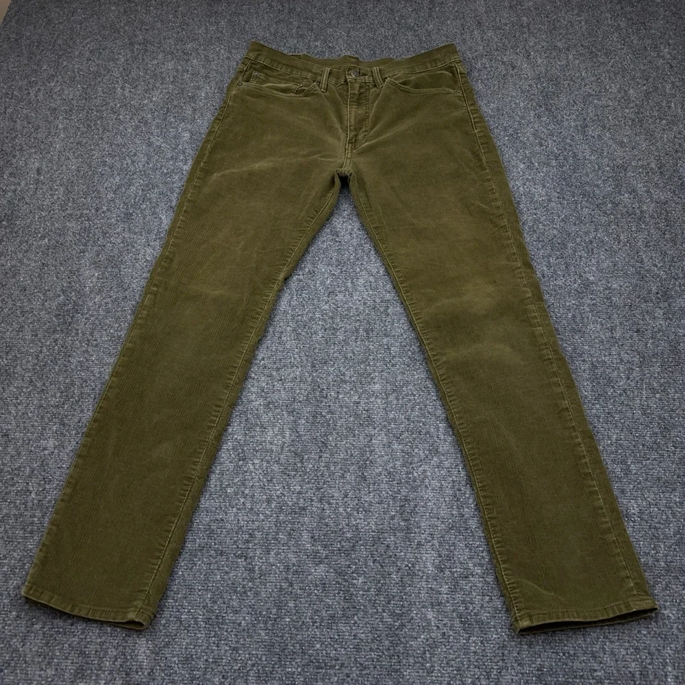 Levis 511 Corduroy Pants Mens 34x32 Olive Green Slim Fit 5-Pocket Chino Faded